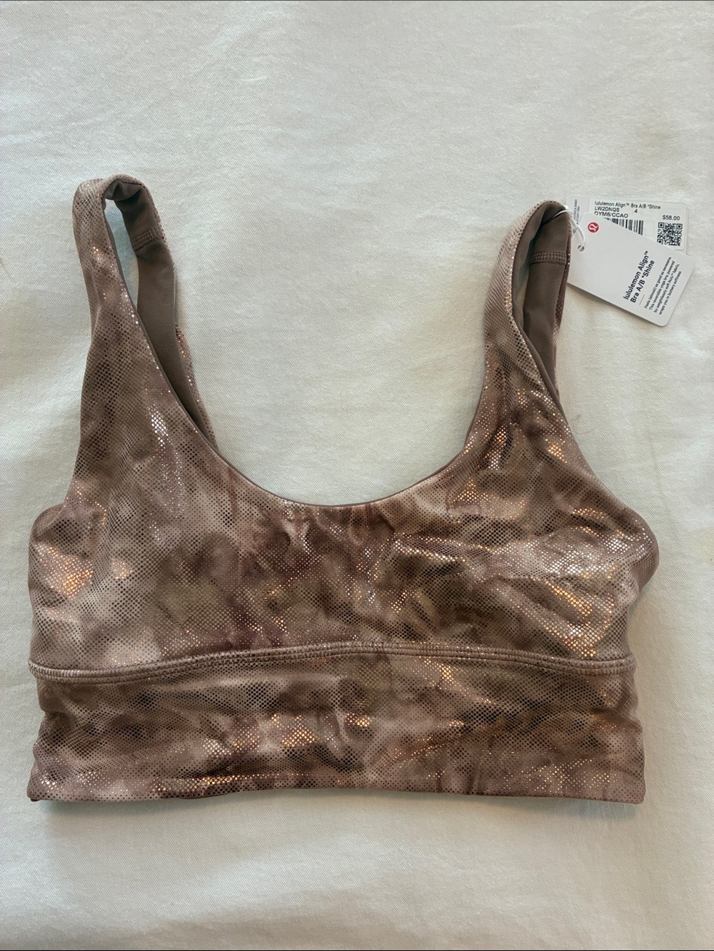 NWT, Lululemon Align Metallic Sports Bra, Size 4
